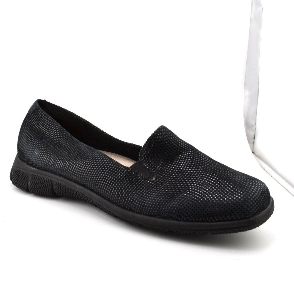 Trotters Slip On Loafers Casual Everyday Fall Black Comfort Flats 8M Metallic